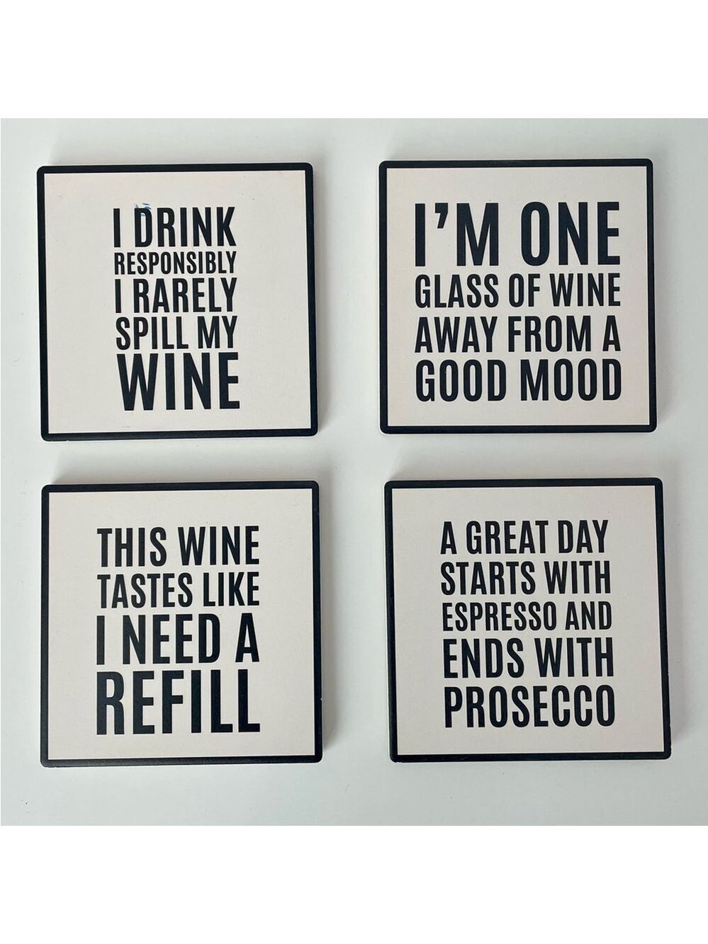 NWT American Atelier Wine Sentiments Set of 4 Ceramic Coasters